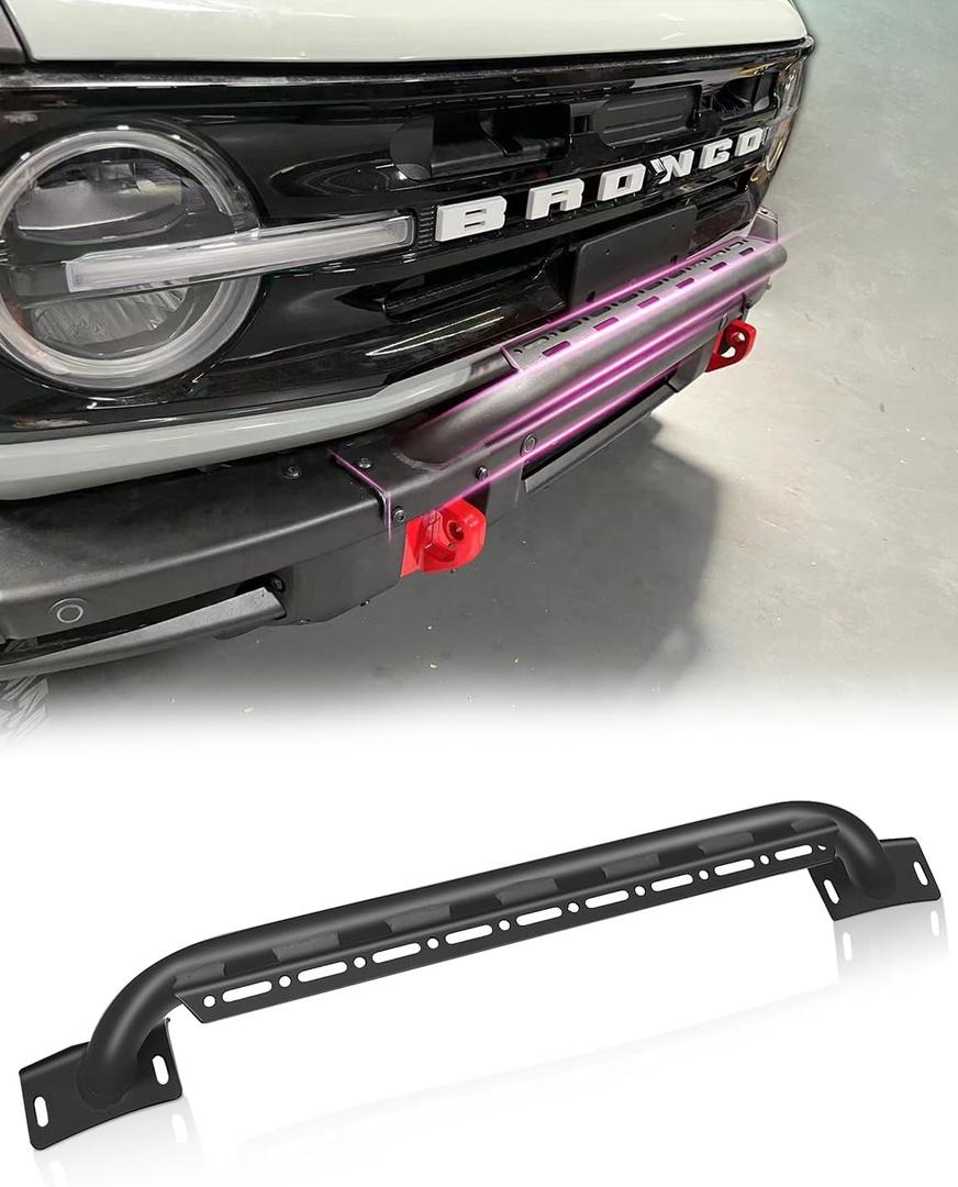 Bronco Front Bull Bar Matte Black Front Bumper Grill Grille Guard Compatible with Ford Bronco 2021-2023 2/4 Doors with Modular Steel Bumper (Not for Bronco Sport)
