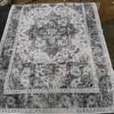 WITSHOCK Living Room Area Rugs 2x4: Washable Rug Boho Soft Non-Slip Low Pile Stain Resistant Foldable Carpet for Bedroom Playroom Dining Room Office Kitchen Farmhouse Home Decor Rug-Gray