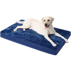 KSIIA Orthopedic Crate Bed Waterproof Dog Bed for Large Dogs, Washable, Egg Crate Foam Cover, 35 x 22 Inch, Blue
