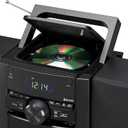 JENSEN 10-Watt Portable Bluetooth Home Stereo System with Detachable Speakers, CD/Cassette Players, AM/FM Radio, Alarm Clock, and Remote (CD-785)
