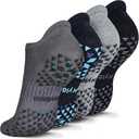 Hylaea Unisex Non Slip Socks with Cushion Pad for Pilates Yoga Barre Home Hospital Black Gray Small-Medium 4 Pairs
