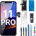 for iPhone 11 Pro Screen Replacement 5.8" with Ear Speaker Sensor Full Assembly 11pro 3D Touch LCD Display Digitizer Fix Tools Magnetic Screw Mat Front Earpiece Repair Kit A2160 A2217 A2215