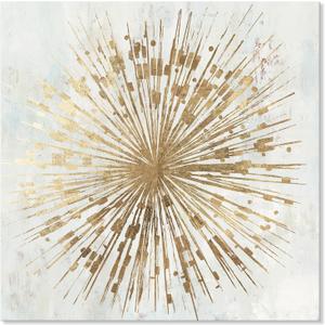 7Fisionart Starburst Wall Decor Abstract Wall Art Modern Gold Radiant Color Pictures Paintings Framed Artwork for Bedroom Living Room Kitchen Office 32"x32"
