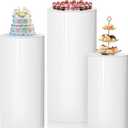 3Pcs Cylinder Pedestal Stands, White Round Pedestal Display Plinth Pillars for Wedding Ceremony Birthday Parties Art Decor