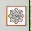 Hallops Carved Wood Wall Decor - Rustic Unique Design Wall Sculptures - Entryway Wood Wall Art - Brown and White - Old World Charm - Intricately Carved Tile - Quatrefoil Design - 16.5 x 16.5 inch