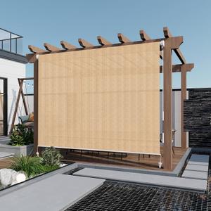 LOVE STORY Patio Shades Roll Up Outdoor Cordless Roller Shade 4'(W)*6'(H) for Patio Porch Gazebo Balcony Deck Backyard,Wheat