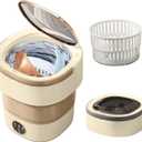 Portable Washing Machine 20L —Small Foldable Washer with Spin Basket, 3 Mode Deep Clean — Mini Laundry Machine for Travel, Dorms, Camping, Ideal for Baby Clothes, Underwear, Socks Beige