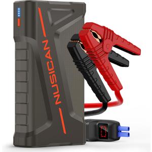 Car Battery Jump Starter, NUSICAN 2000A Portable Car Jump Starter Battery Pack (up to 7.5L Gas/5.5L Diesel Engine) 12V Jump Box for Car Battery with Safety Jumper Clamps, LED Lights, Compact