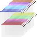 24pcs A4 Mesh Zipper Pouch Bags, Mesh Bags with Zipper Bulk, Pouches for Organization, Clear Storage Bags for Classroom, Travel, Office