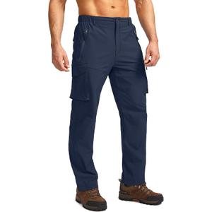 Pudolla Mens Hiking Cargo Pants Outdoo Work Pants for Men UPF50+ with Zipper Pockets