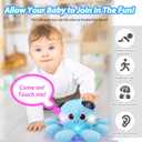Musical Octopus Baby Toy - Crawling & Rotating Octopus Toy with Recording, Light-Up Voice Control, Clap Hands Awake for 2-6 Year Old Boys and Girls, Tummy Time Sensory Toy (Blue)