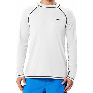 Speedo Men's UV Swim Shirt Long Sleeve Loose Fit Easy Tee, M