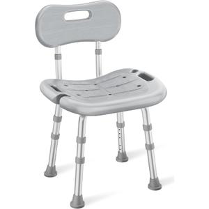 HOMLAND Shower Chair for Inside Shower with Removable Back, Adjustable Height, Non-Slip Heavy Duty Bath Chair for Bathtub, 350 lbs Shower Seat for Elderly and Disabled, Grey (Extra-Thick Seat Board)