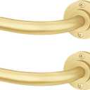 Hei!Dear 2 Pack Gold Curtain Rod, Modern Adjustable 5/8 Inch Wrap Around Window Rod for 28-48 Inch Windows, Sleek Curved Design, Heavy Duty Decorative Curtain Rod for Bedroom or Living Room