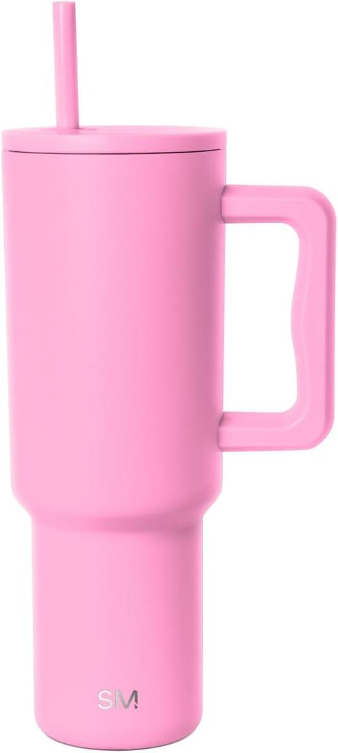Simple Modern 40 oz Trek Tumbler with Handle and Straw Lid | Cup Holder Friendly Insulated Stainless Steel Travel Mug | Dragon Fruit