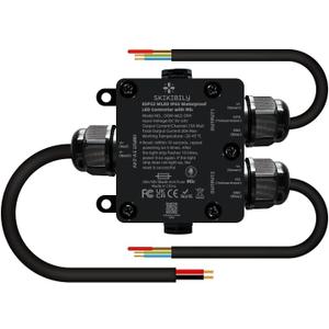 ESP32 WLED LED Controller with Mic for Music Sync, APP/Web Control, IP65 Waterproof, 5V/12V/24V WS2812B SK6812 WS2811 RGBIC Addressable LED Strip Lights, 20A Output Fuse Protection