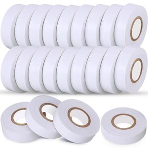 Treela 20 Rolls Electrical Tape 3/4 Inch Waterproof Vinyl Electrical Insulating Tape Flame Retardant Indoor Outdoor High Temperature Resistance Accessory for Wire and Cable, (White,66 ft)  