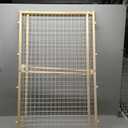 MidWest Homes for Pets Wire Mesh Pet Safety Gate, Pressure Mounted Dog Gate Measures 44 Inches Tall & Expands to 29-50 Inches Wide, Natural Wood & White Powder Coated Wire Mesh (Large)