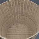 Woven Rattan Storage Basket with Lid, Round Laundry Hamper with Metal Frame, One Size