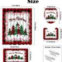 MEHOFOND 4pcs Christmas Shower Curtain Sets Merry Christmas Shower Curtain Set Red Buffalo Plaid Bathroom Sets with Shower Curtain and Rugs Toilet Lid Cover and U Shape Mat Washable 72"x72"