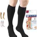 Truform 30-40 mmHg Compression Stockings for Men and Women, Knee High Length, Closed Toe, Black, X-Large