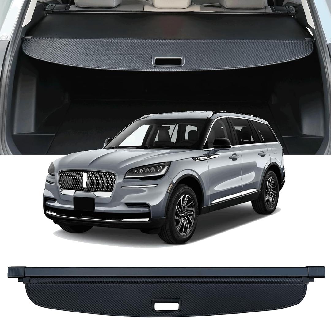 Cargo Cover Compatible with 2020-2024 2025 2026 Lincoln Aviator Trunk Cover Retractable Rear Trunk Security Cover Aviator Accessories Shielding Shade Privacy Screen Lincoln Aviator Cargo Cover