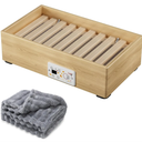 Wooden Under Desk Foot Warmer, Powerful Fast Heating Personal Heater for Feet and Legs, Silent Energy Saving with Thermostat & Timer for Home Office