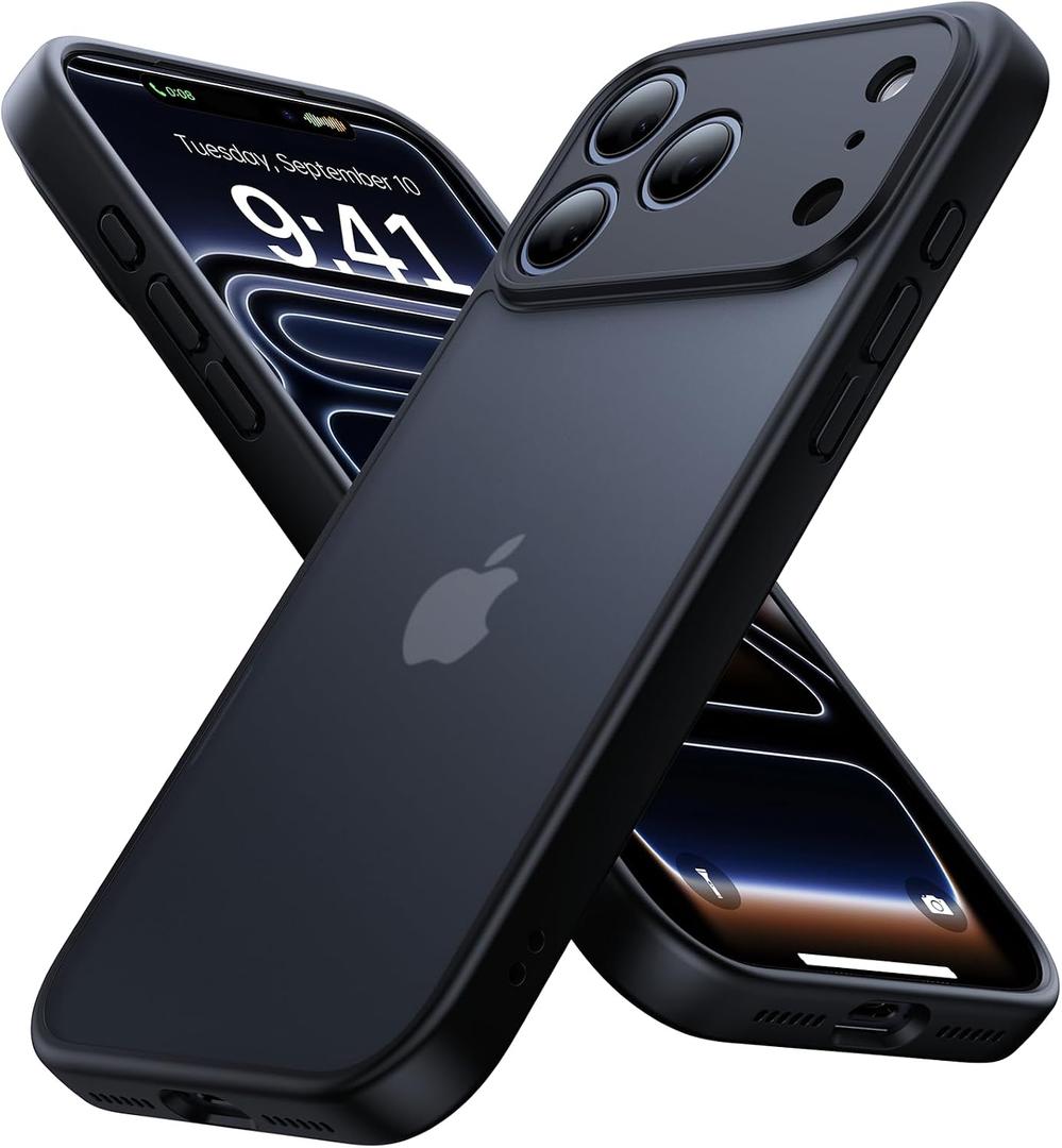 Eastinbox for iPhone 17 Pro Case [16FT Military Grade Shockproof], Anti-Slip Anti-Scratch, Slim Translucent Frosted Matte Phone Cover, Case for iPhone 17Pro 6.3", Black