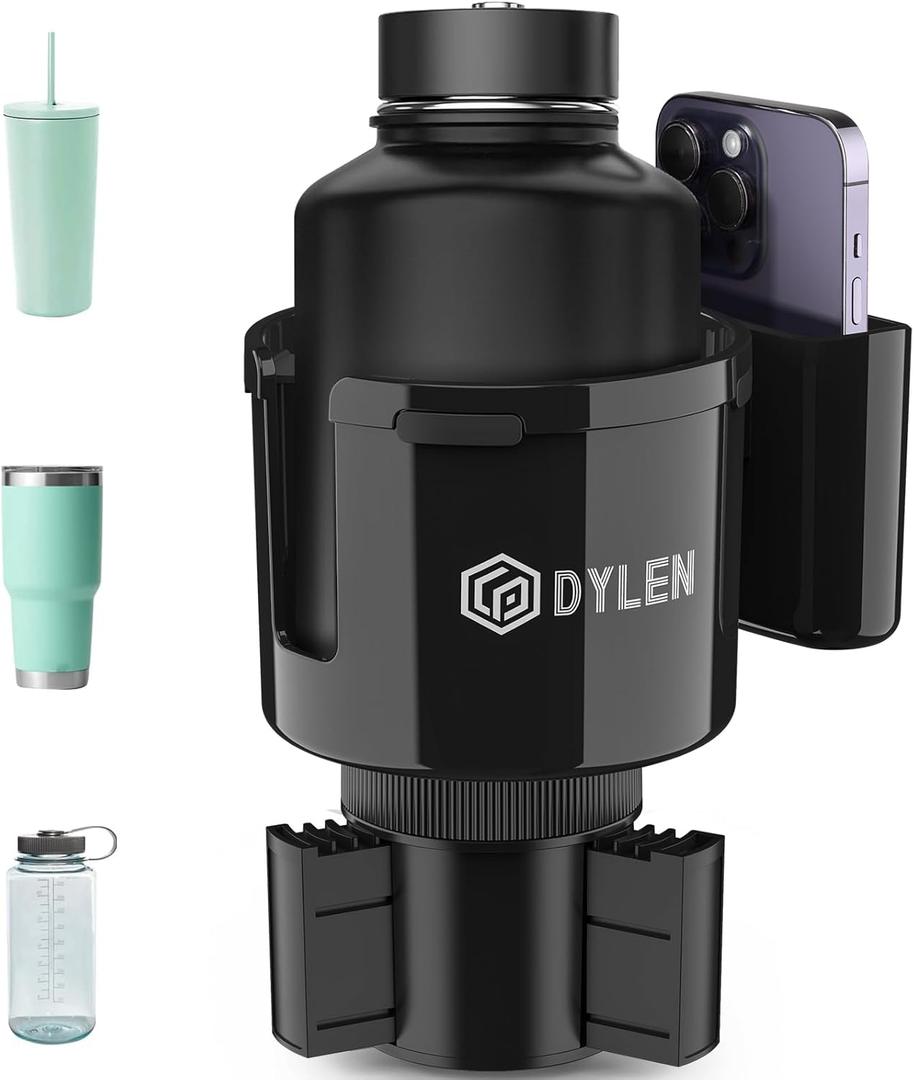 Car Cup Holder Expander with Adjustable Base, Fits 16–46oz Bottles | Expandable base fits 2.5"–3.8" cup holders; secures Yeti, Owala 16–46oz bottles; 99% phones; anti‑slip tabs prevent spills.