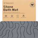 Stone Bath Mat, Diatomite Fast Drying Non Slip Stone Shower Mat, Super Absorbent for Bathroom & Kitchen, Multi-Use as Pet Mat, Easy to Clean 16"x24", Gray