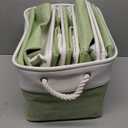 Patvingot 11 Inch Cube Storage Bins, 6 Pack Fabric Storage Cubes with Rope Handles, Organizer Baskets for Closet Shelves, Clothes and Home Organization(White/Green)