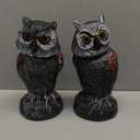 Hedoc 2 Pack Fake Owl Decoys to Scare Birds Away, Rotating Head Bird Deterrents, Nature Enemy Scarecrow Plastic Statues, Pest Repellent for Gardens and Patios (10+11 Inch)