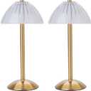 HEQET Cordless Table Lamps for Home,Table,Dining Room, Gold Rechargeable Lamps, USB Charge 12'' Tall LED Brass Portable Outdoor Indoor Table Lamp with Built-in Dimmer (Pack2-Gold Lamp)
