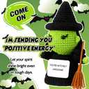 2 Pcs Pink and Green Witch Themed Crochet Doll, 5.9 Inch Positive Knitted Witch Gifts, Emotion Support Handmade Inspirational Crochet Dolls for Halloween, Pink and Green Party Decor