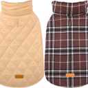 Kuoser Waterproof Dog Coat, Reversible Dog Jacket for Large Dogs, Adjustable Durable Doggie Winter Coat for Groowing Puppies Warm Puppy Cold Weather Apparel, Brown, Large 