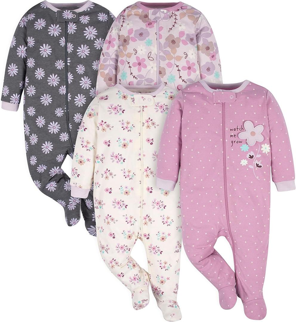 Gerber Baby Girls 4 Pack Sleep 'N Play Footie (Preemie)