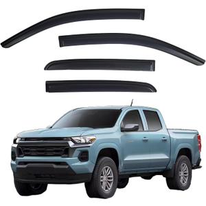Window Visors Rain Guards fits 2023-2026 Colorado Crew Cab & GMC Canyon Crew Cab, Out-Channel Window Wind Deflectors Vent Shades Accessories, Dark Smoke 4 Pcs, 2024 2025
