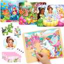 SYNCFUN 4-in-1 Princess, Unicorn, Mermaid, Fairy Glitter Wooden Puzzles Board for 3-5 Year Old Girls, 24 & 35 PCS Educational Jigsaw Puzzles for Toddlers Toys, Birthday Valentine Easter Gifts