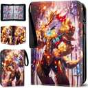 Trading Card Albums with Zipper - 4 Pocket Double Sided Collection Binder for 400 Cards, Durable Scratch-Resistant PU Cover, 3 Ring Trading Card Sleeves, Portable Organizer for MTG & Game Card (Gold)