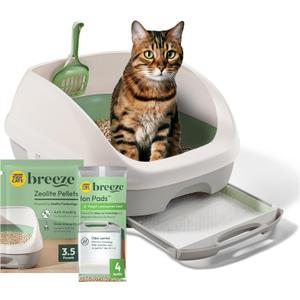 Purina Tidy Cats Litter Box System, BREEZE System Starter Kit Litter Box, Litter Pellets & Pads
