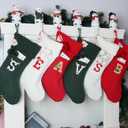 2 x Christmas Stocking 18 Inches Large Knit Christmas Stockings Monogram Initial Personalized Christmas Stockings for Family Xmas Home Decor White Red Green Tree Fireplace Ornaments Red F