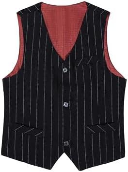 Zoushen Boy's Navy Stripe Suit Vest V Neck with Pocket Casual Boys Waistcoat Wedding Dress Outfit Size 12