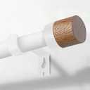 Wood Curtain Rods for Windows 48 to 84 Inch,1 Inch Boho Heavy Duty Curtain Rods with Imitation Wood Grain Finials,Adjustable Farmhouse Rustic Drapery Rod(4-7ft),White