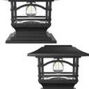 Davinci Lighting Edison Solar Outdoor Post Cap Lights - 4x4 5x5 6x6 - Bright LED Light for Fence Deck Garden or Patio Posts - Slate Black (2 Pack)