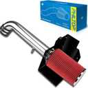 PHILTOP 3" Cold Air Intake Kit System + Heat Shield Compatible with Jeep Wrangler JK 2012 2013 2014 2015 2016 2017 2018 3.6L V6, High Performance, Red