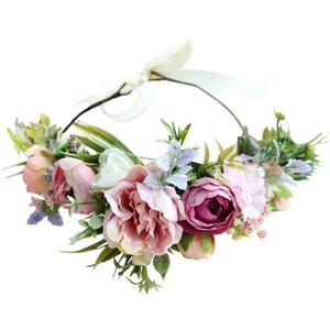 Vivivalue Floral Crown Women Flower Headband Floral Headpiece Halo Wedding Party Festival Photos (22)