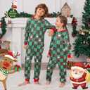 2 x ANGELGGH Family Matching Christmas Onesie Pajamas, Vacation Cute Printed One Piece Pajamas, Xmas Hooded Holiday Sleepwear (Medium, Green Plaid Santa)