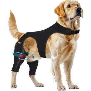 Supet Dog Rear Leg Sleeve to Stop Licking- Anti Licking for TPLO Surgery Wound Protection, Secure Fit Chew Resistant Washable Recovery Sleeve for Dogs, Suitable for Male and Female Pets (XL(Girth:16, Length:11), Black)
