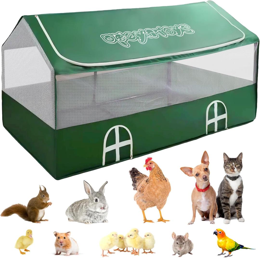 Small Animal Playpen,Rabbit Play Pen, Guinea Pig Play Pen for Indoor Outdoor,Portable Fence,Animal Play Pen with Waterproof Floor for Guinea Pig,Hamsters, Hedgehogs,Bunny, Green L