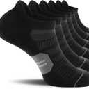 CS CELERSPORT Men's Ankle Running Socks with Cushion, Arch Support Low Cut Athletic Tab Socks for Men Women 6 Pack (Black, L)